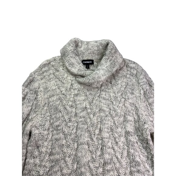 Express Womens Chunky Knit Sweater Size M Shawl Collar Acrylic Wool Alpaca Blend - Picture 2 of 7